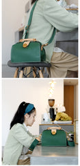 Vintage Womens Gray Leather Doctor Handbags Shoulder Purses Doctor Purse for Women