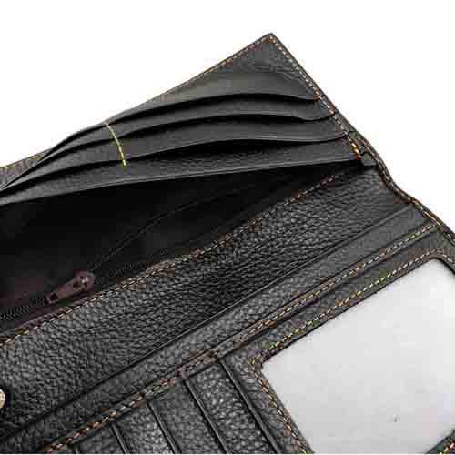 Badass Black Leather Men's Punk Long Biker Chain Wallet Skull Bifold C