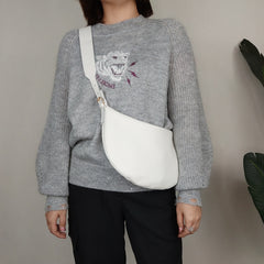 Fashion Women Black Leather Saddle Shoulder Bag Side Bag White Saddle Crossbody Bag Purse For Women