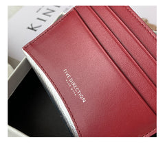Women Orange Leather Card Holders Small Card Wallet Minimalist Credit Card Holder For Women