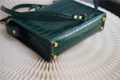 Handmade Womens Stylish Dark Green Leather Doctor Handbag Side Purses Doctor Purses for Women