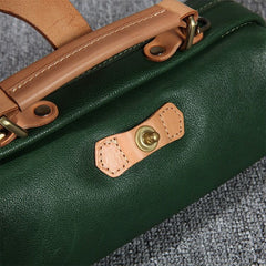 Womens Green Leather Mini Doctor Handbag Purses Classic Green Doctor Crossbody Purses for Women