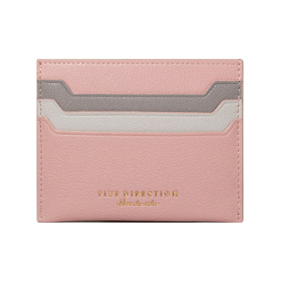 Minimalist Women Pink Vegan Leather Card Holders CONTRAST COLOR Small Card Wallet Slim Card Holder Credit Card Holder For Women