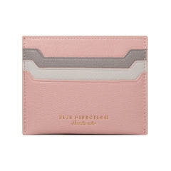 Minimalist Women Pink Vegan Leather Card Holders CONTRAST COLOR Small Card Wallet Slim Card Holder Credit Card Holder For Women