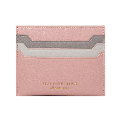 Minimalist Women Black&Gold Vegan Leather Card Holders - Open View