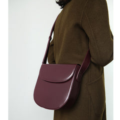 Minimalist Leather Womens Stylish Saddle Crossbody Bag Purse Shoulder Bag for Women