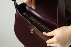 Minimalist Leather Womens Stylish Saddle Crossbody Bag Purse Shoulder Bag for Women