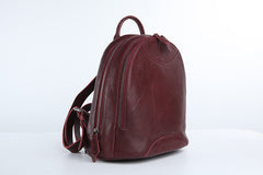 Genuine Leather Cute Women Backpack Bag Shoulder Bag Red Brown Leather Purse