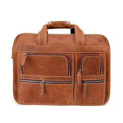 Vintage Brown Leather Men's 15‘’ Laptop Briefcase Handbags Black Professional Briefcase For Men