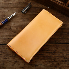 Handmade vintage dark brown black coffee leather long wallet purse clutch for men - EverHandmade