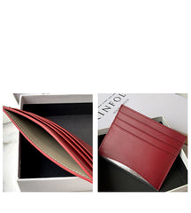 Women Orange Leather Card Holders Small Card Wallet Minimalist Credit Card Holder For Women
