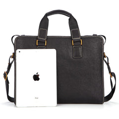 Fashion Black Leather Men's Briefcase Professional Briefcase 15‘’ Black Laptop Briefcase For Men