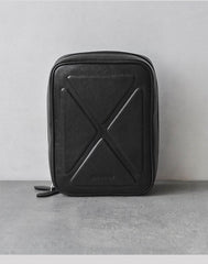 Cool Leather Black Mens Leather 4pcs CIGARETTE Tobacco Pipe Case Zipper Tobacco Pipe Case for Men
