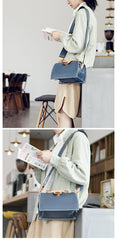 Vintage Womens Gray Leather Doctor Handbags Shoulder Purses Doctor Purse for Women