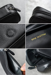 Cool Leather Black Mens Leather 2pcs Tobacco Pipe Case Zipper Tobacco Pipe Case for Men