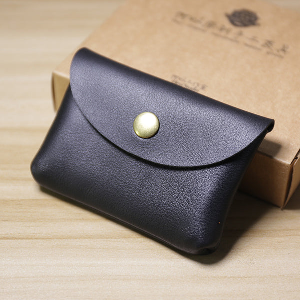 Cute Women Black Leather Card Wallet Mini - Back View