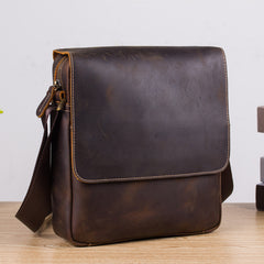 Leather Mens Brown Cool Messenger Bag Vintage Shoulder Bags For Men