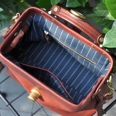 Handmade Womens Brown Leather Doctor Handbag Purse Vintage Small Doctor Shoulder Bag for Women