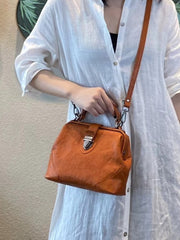 Womens Tan Leather Doctor Handbag Purse Vintage Handmade Doctor Shoulder Bag for Women