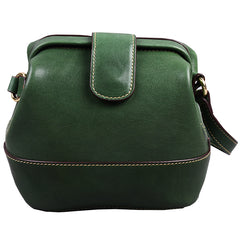 Vintage Womens Green Leather Small Doctor Shoulder Bag Dark Green Doctor Crossbody Purse for Women