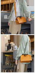 Vintage Womens Gray Leather Doctor Handbags Shoulder Purses Doctor Purse for Women