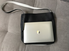 Stylish White Black Leather Tote Bag Shoulder Tote Bag Crossbody Tote Purse For Women