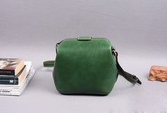 Vintage Womens Green Leather Small Doctor Shoulder Bag Dark Green Doctor Crossbody Purse for Women