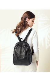 Fashion Womens Black Leather Backpack Purse Leather School Black Backpack Laptop Backpack Purse