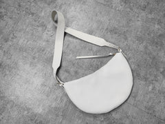 Fashion Women Black Leather Saddle Shoulder Bag Side Bag White Saddle Crossbody Bag Purse For Women
