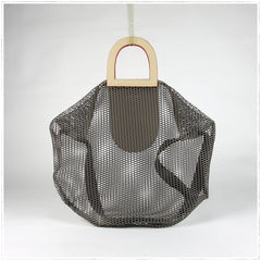 Womens Green Net Polyester Leather Tote Handbag Purse Polyester Tote Shoulder Bag Purse for Ladies