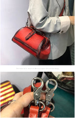 Vintage Womens Red Leather Doctor Handbag Purse Handmade Doctor Shoulder Bag for Women