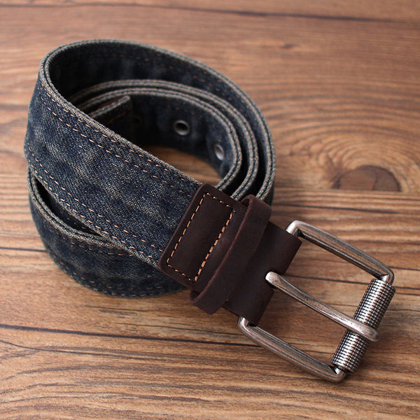 Vintage Black Mens Denim Slim Belts Denim Blue Belts Vintage Belts For Men AIZZ00451009