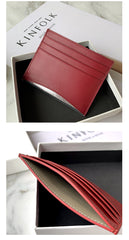 Women Orange Leather Card Holders Small Card Wallet Minimalist Credit Card Holder For Women