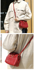 Vintage Womens Red Leather Doctor Shoulder Bag Side Purses Doctor Crossbody Purses for Women