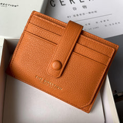 Cute Women Orange Sheepskin Card Holder Slim Card Wallet Orange Card Holder Credit Card Holder For Women