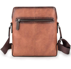 Vintage Coffee LEATHER MEN'S Small Side bag - Back View Open