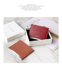 Women Orange Leather Card Holders Small Card Wallet Minimalist Credit Card Holder For Women