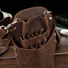 Cool Leather Waist Belt Pouch Mens Hairstylist Tool Barber Pouch Scissor Case for Men