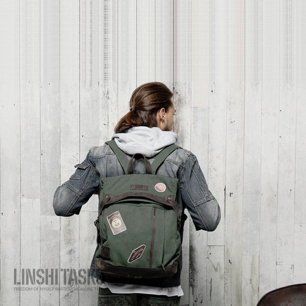 Lake Green Canvas Mens Large 14'' Laptop - Back View