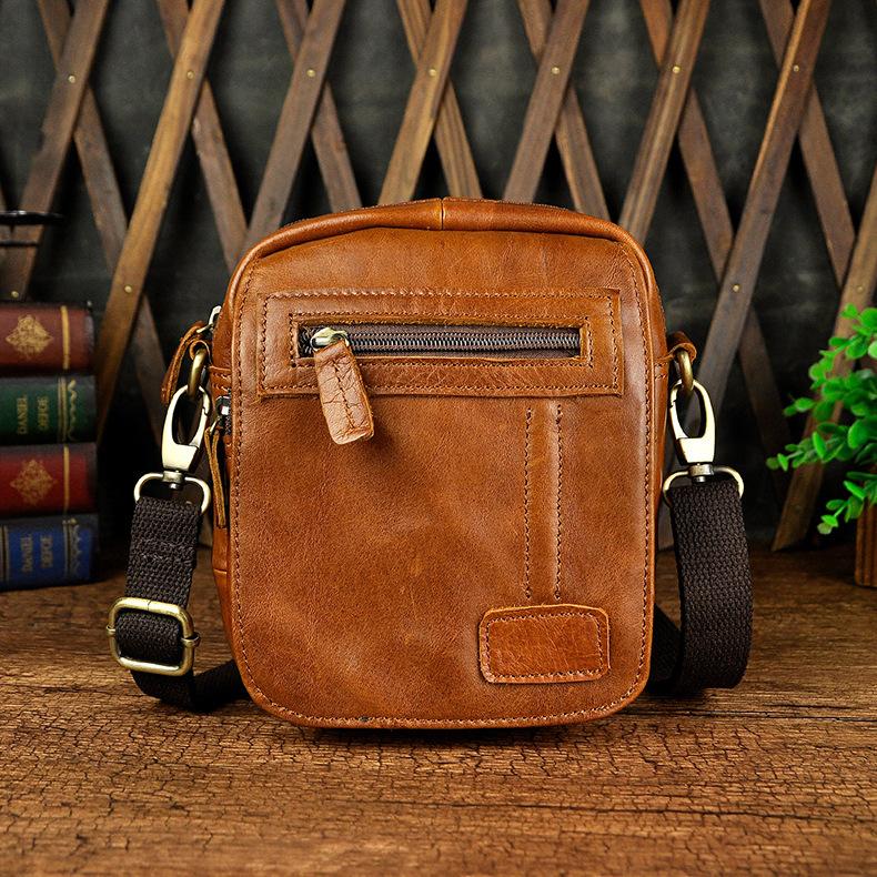 Small Mens Leather Belt Pouch Side Bag Belt Case Waist Pouch Holster for Men