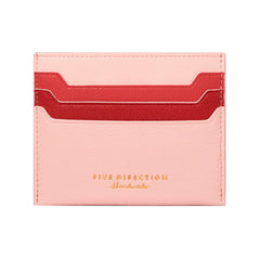 Minimalist Women Pink&Red Vegan Leather Card Holders CONTRAST COLOR Small Card Wallet Slim Card Holder Credit Card Holder For Women