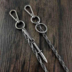 25'' Metal HUNTER SWORD BIKER SILVER WALLET CHAIN LONG PANTS CHAIN SILVER jeans chain jean chain FOR MEN