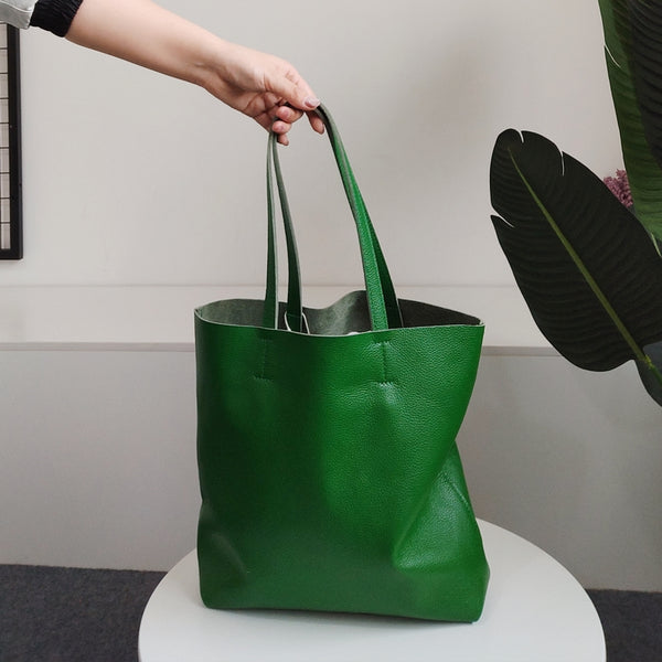 Genuine Leather Bag Handmade Tote Bag Shoulder Bag Handbag For Women - EverHandmade
