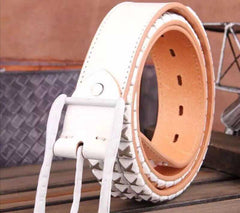 Handmade Custom personalized punk rivet Leather men White black belt