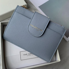 Cute Women Gray Blue Vegan Leather Slim Card Wallet Card Holder Wallet Change Wallet For Women