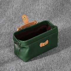 Womens Green Leather Mini Doctor Handbag Purses Classic Green Doctor Crossbody Purses for Women