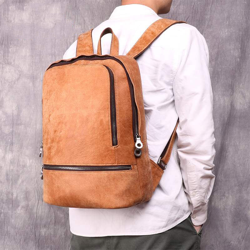 Vintage Leather Men's 13inch Computer Backpack Travel Backpack For Men