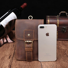 Cool Brown Leather Men's Belt Pouch Cell Phone Holster Small Belt Bag Waist Bag For Men