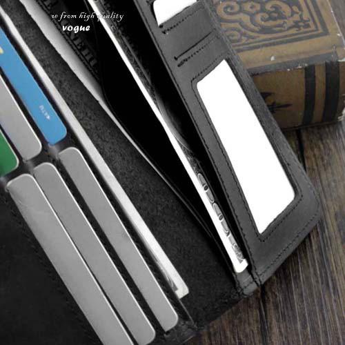 Badass Black Leather Men's Long Biker Chain Wallet Black Long Wallet with Chain WG00882071