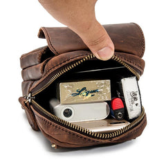 Cool Brown Leather Men's Small Belt Pouch Cell Phone Holster Belt Bag Mini Messenger Bag Side Bag For Men